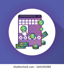  e commerce & strategy concept with "pay per click" marketing and advertising icon.