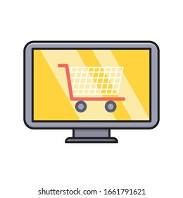 e commerce vector flat color icon  