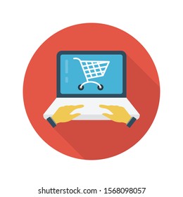 e commerce vector flat colour icon 