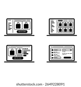 E commerce Website Interface Modern Laptop Screens Displaying Online Shopping Cart Options Add to Cart Buttons and Product Listings