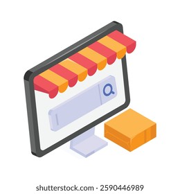 E commerce website with a store search and product box.