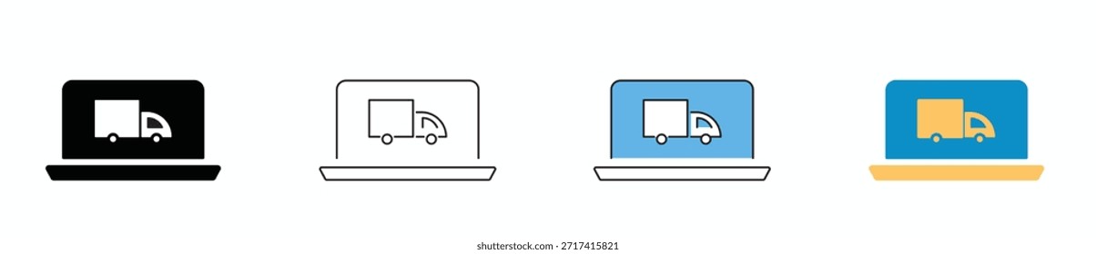 Icono de envío de comercio electrónico. iconos de línea delgada. iconos de colores sólidos