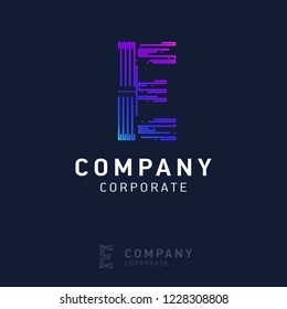 E company logo design with visiting card vector