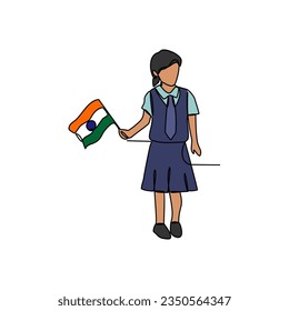 e continuous line drawing of uniform school in India with white background. Fashion education design in simple linear style. education design concept vector illustration.