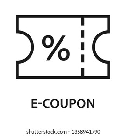 E coupon icon. Stroke outline style. Vector. Isolate on white background.