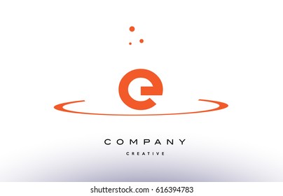 E creative orange swoosh dots alphabet company letter logo design vector icon template