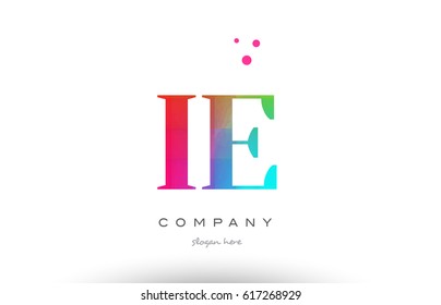 IE I E creative rainbow colors colored artistic alphabet company letter logo design vector icon template