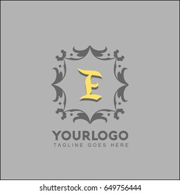 E creative template brand identity. Royal Elegant linear abstract monogram. Vector illustration for Hotel logo. Kings symbol.