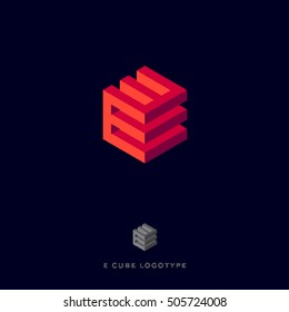 E Cube Logo. Building Logo. E Monogram. 