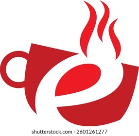 e cup coffee icon red logo