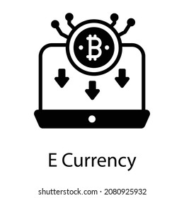 E currency in solid style editable vector design 