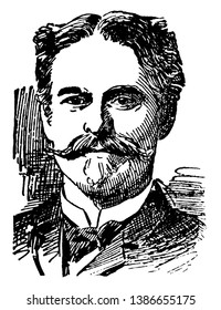 E. D. Cope, 1840-1897, he was an American palaeontologist and comparative anatomist, a noted herpetologist, ichthyologist and founder of the Neo-Lamarckism school of thought, vintage line drawing