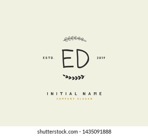 E D ED Beauty vector initial logo, handwriting logo of initial signature, wedding, fashion, jewerly, boutique, floral and botanical with creative template for any company or business.
