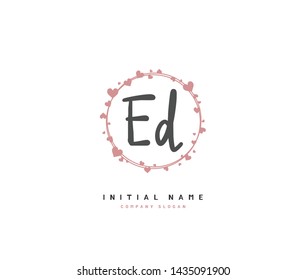 E D ED Beauty vector initial logo, handwriting logo of initial signature, wedding, fashion, jewerly, boutique, floral and botanical with creative template for any company or business.
