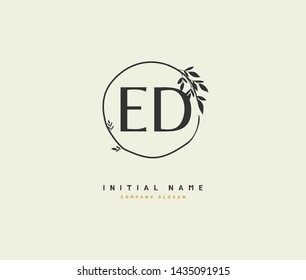 E D ED Beauty vector initial logo, handwriting logo of initial signature, wedding, fashion, jewerly, boutique, floral and botanical with creative template for any company or business.
