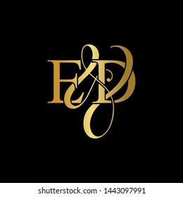 E & D / ED logo initial vector mark. Initial letter E & D ED luxury art vector mark logo, gold color on black background. svg