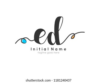E D Initial handwriting logo vector template