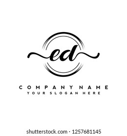 E D Initial handwriting logo vector