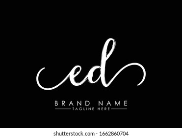 E D Initial handwriting logo vector, Handwriting logo design with Brush, Logo for fashion, team, wedding, luxury logo