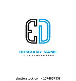 E D initial letter, modern logo design template vector