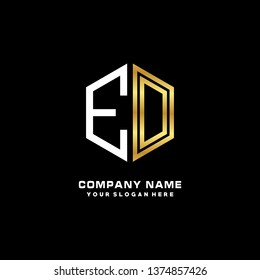 E D initial letter, modern logo design template vector