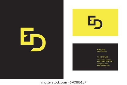 E D joint logo icon vector with business card template
