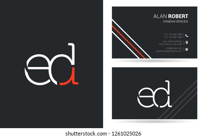 E & D joint logo thin letter design with business card template