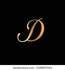 E- und D-Brief-einfaches Logo in goldener Farbe auf schwarzem Hintergrund