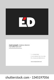 E D letters Joint logo icon with business card vector template.
