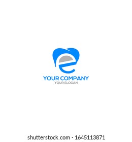 E Dental Logo Design Vector