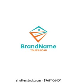 E Diamond Home Logo Design Vector