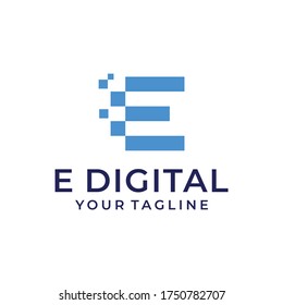 E digital logo vector with modern simple designs