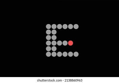 E dotted red grey alphabet letter logo icon design. Creative template for business and company with dot