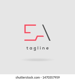 E & A double letter logo design vector template
