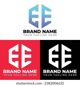 E E Double Letters Polygon Logo, Two letters E E logo design, Minimalist creative vector logo design template