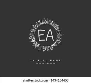 E A EA Beauty vector initial logo, handwriting logo of initial signature, wedding, fashion, jewerly, boutique, floral and botanical with creative template for any company or business.