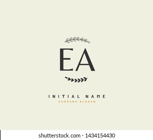 E A EA Beauty vector initial logo, handwriting logo of initial signature, wedding, fashion, jewerly, boutique, floral and botanical with creative template for any company or business.