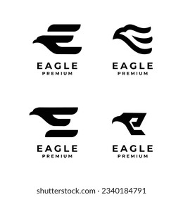 E eagle letter set collection icon design illustration