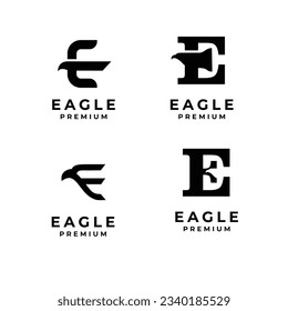 E eagle letter set collection icon design illustration