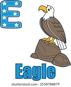 E is for Eagle: Majestic Illustration for Pre-School Learning with Letter E Design