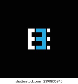 E or EE abstract letter logo or icon or monogram design with different colors illustration.