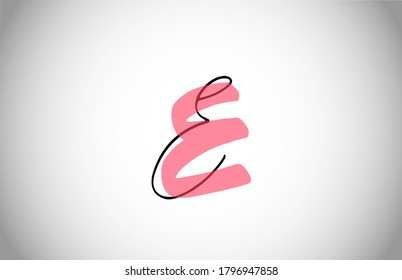 E EE alphabet logo icon. Two types of letter design for company and business corporate identity in pink and black color