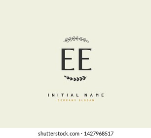 E EE Beauty vector initial logo, handwriting logo of initial signature, wedding, fashion, jewerly, boutique, floral and botanical with creative template for any company or business.
