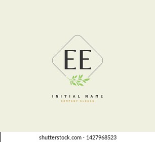 E EE Beauty vector initial logo, handwriting logo of initial signature, wedding, fashion, jewerly, boutique, floral and botanical with creative template for any company or business.