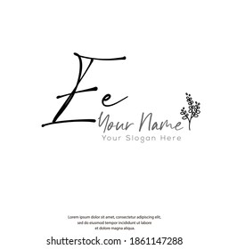 E E EE Initial letter handwriting and signature logo. Beauty vector initial logo .Fashion, boutique, floral and botanical
