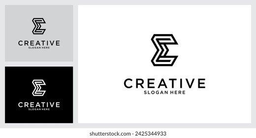 E or EE initial letter logo design concept