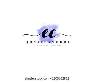 E E EE Initial watercolor logo on white background. Logo template vector