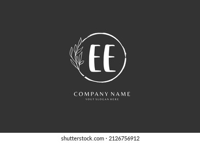 E EE logo, Initial lettering handwriting or handwritten for identity. Logo with signature and hand drawn style.