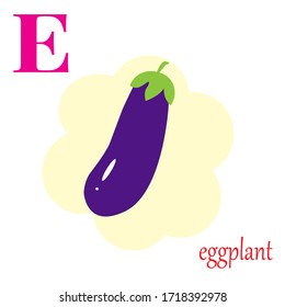 E is for eggplant illustration alphabet