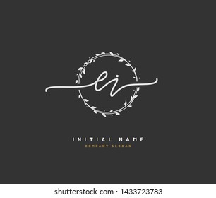 E I EI Beauty vector initial logo, handwriting logo of initial signature, wedding, fashion, jewerly, boutique, floral and botanical with creative template for any company or business.